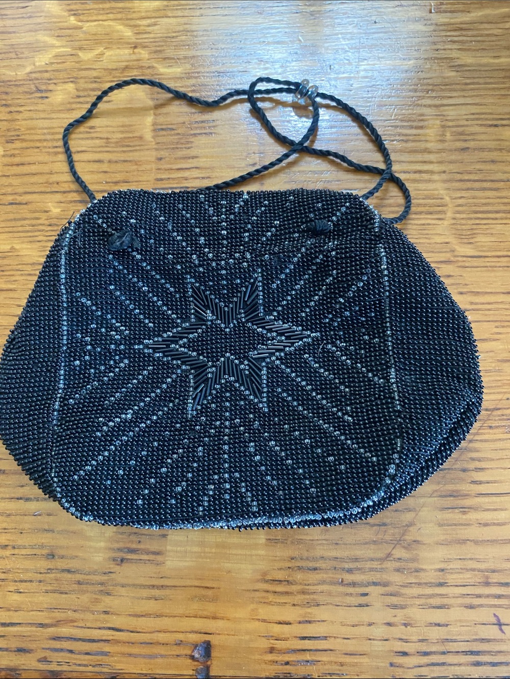 Black Beaded Star Evening Bag - Classic Women's Shoulder Clutch